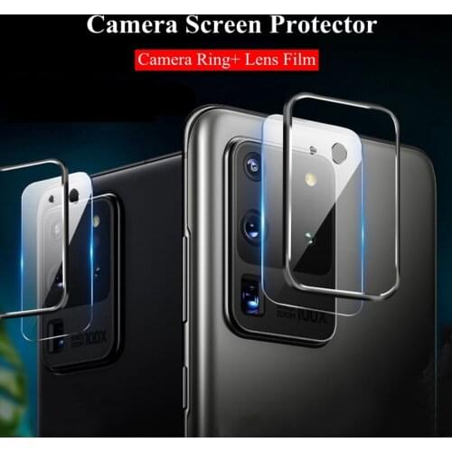 For Samsung S20 Ultra Camera Protector Lens Safety Protection Film for Samsung S S20 plus fe S20+ Protective Glass & Metal Ring