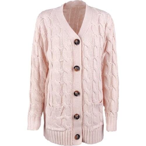 2021 Fashion Autumn Winter Cardigan Women V Neck Single Breasted Solid Knitted Sweater Coat Female Long Sleeve Casual Knitwear