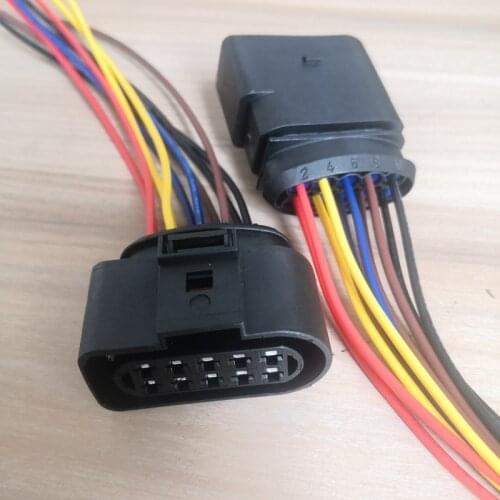 1/5/10sets/lot 10 Pin 10 Way Male Female Headlight Plug 10P Headlamp Connector With Pigtail For Audi VW Jetta Mk4 Passat CC Golf