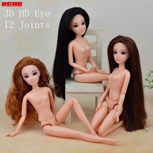 1/6 Doll With Beautiful Eye Long Hair 12 Joints Moveable Doll Nude Body For BJD Dolls DIY Toys Accessories Birthday Gift Kid Toy