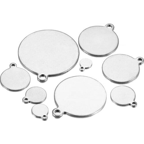 50pcs/Lot Stainless Steel Charms Metal Round Blank Disc Charms Dog Tags Pendant Necklace For Jewelry Making Findings Accessories