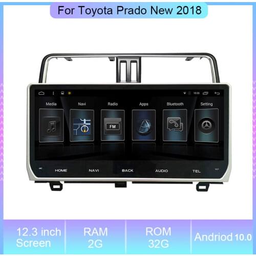 12.3'' Android 7.1 Car Navigation Radio Receiver Video Player For Toyota Prado New 2018 Stereo Multimedia Player Auto Radio