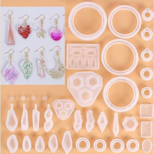 39Pcs/Set Crystal Epoxy Resin Mold Geometric Irregular Earrings Pendant Casting Mould Handmade DIY Crafts Making Tools