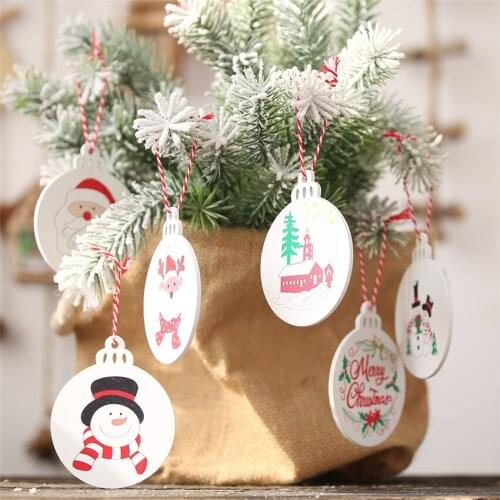 6PCS DIY Christmas Wooden Pendants Ornaments Colorful Multi Type Wood Crafts For Xmas Tree Christmas Party Hanging Decorations