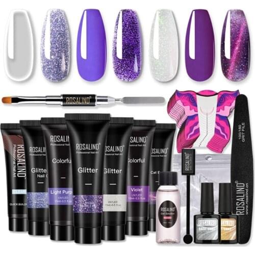 7 Colors UV Gel Quick Building Builder Nail Tips Finger Extension Brush Top Base Coat False Nails Manicure Decoration Tool for B