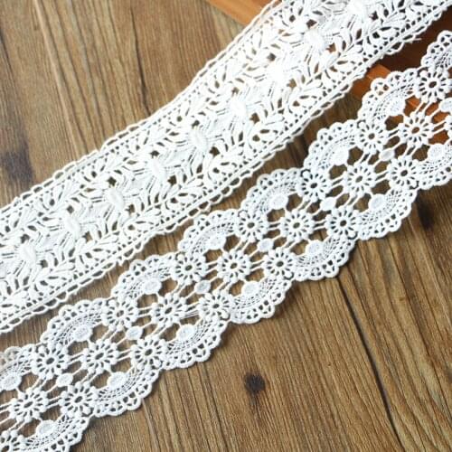 7CM Wide1YARD HOT WHITEEmbroidery flower lace fabric trim ribbon DIY sewing bridal applique collar dress wedding decor