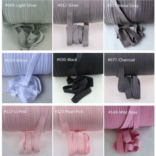 91 Colors Solid Fold Over Elastic 50 yards per colors, please note color number when place the order or will send random