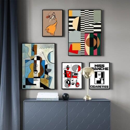 Abstract Line and Geometry Art Decor Guitar Posters Violin Print Miss Blanche Black White Wall Art Canvas Painting Home Decor