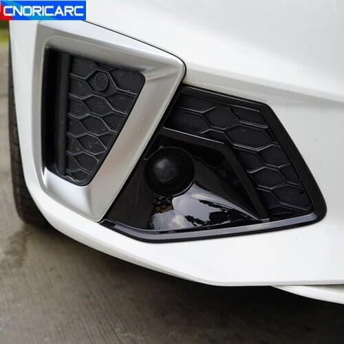 Carbon Fiber Color Car Styling For Audi A4 B9 2019-2021 Front Fog Lamp Frame Decoration Cover Stickers Trim Exterior Accessories