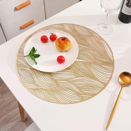 Bronzing Gold Silver Round PVC Placemat Washable Dining Table Mats Coasters Western Wedding Party Decoration Kitchen Accessories