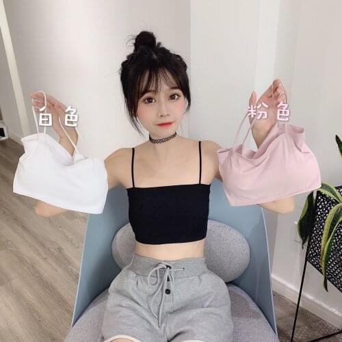 Women Cotton Underwear Tube Tops Sexy Solid Color Top Fashion Sports Tank Up Girl Sling Bra Spring Summer Ice Silk Bra Lingerie