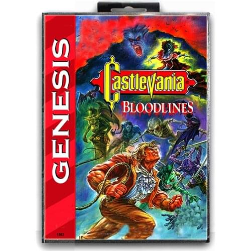 Castlevania Bloodlines with Box for 16 bit Sega MD Game Card for Mega Drive for Genesis Video Console