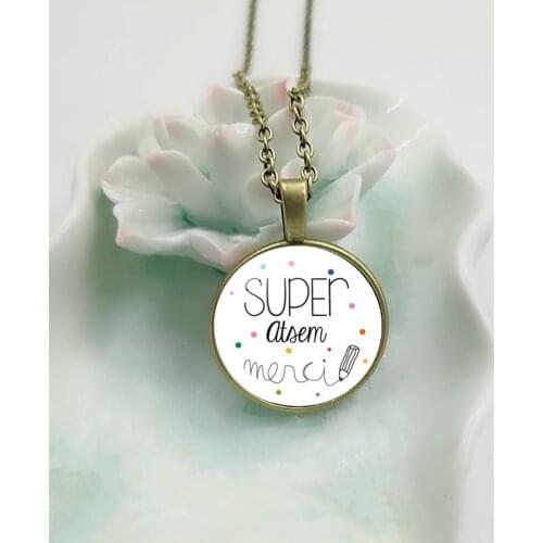 New 1Piece Merci Maitresse Fashion Pendant Necklace Crystal Metal Necklace Men and Women Jewelry Teacher Gift