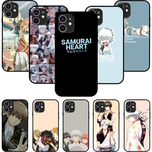 For iPhone 11 12 8 Plus Mini Pro X XR XS Max 4 5 7 6 6S 8 SE Phone Case Black Cover Funda Tpu Bumper Soft Japan Anime GINTAMA