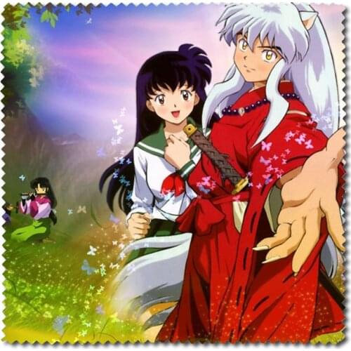 2pcs/set Inuyasha Colorful Anime Flannel Lens Glasses Clean Cloth With Inuyasha&Moneca Stori Eyewear Accessories