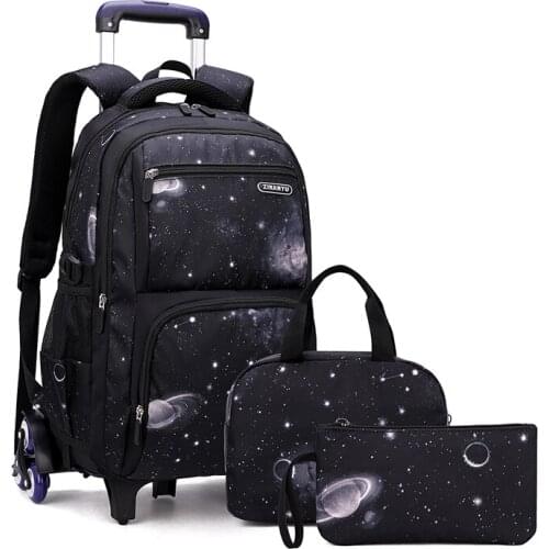 6 Wheels Suit Trolley Children School Bag For Kids Travel Rolling luggage Bag SchoolBag Waterproof backpack On wheels mochilas