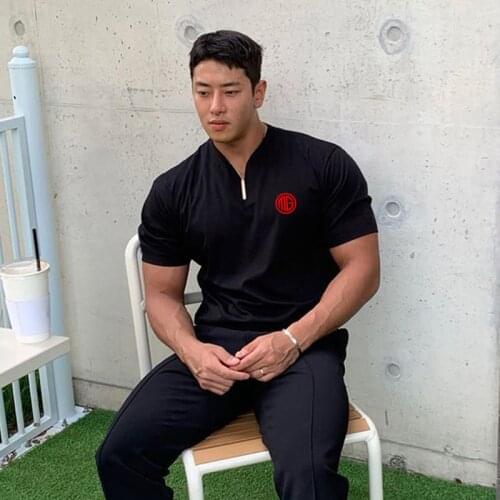 Muscleguys tshirt mens gym clothing fitness t shirt men fashion summer short sleeve t-shirt cotton bodybuilding tshirt