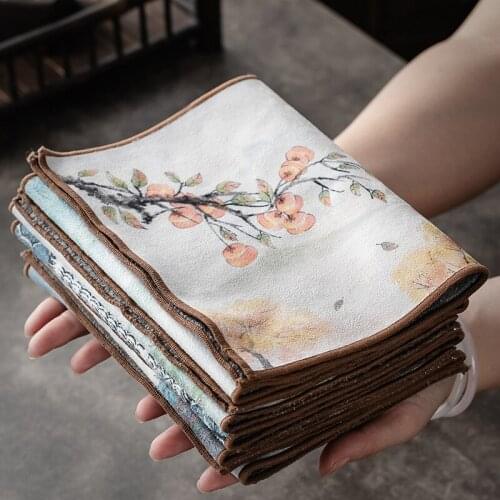Japanese Style Cotton Linen Water Absorbent Tea Towel Tea Ceremony Utensils Tablecloth Rag Tea Mat Tea Ceremony Utensils