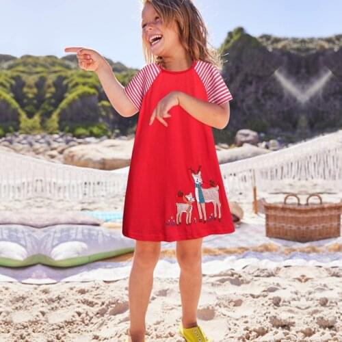 Summer Baby Kids Girls Dresses Casual Short Sleeve Cartoon Patterns Cotton Dress Fashion Kids Clothes Girls Sukienka Letnia