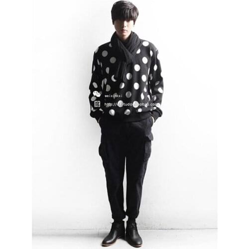 Korean version of the male fashion point long-sleeved large-sized men autumn and winter background plus fat nightclub host stage