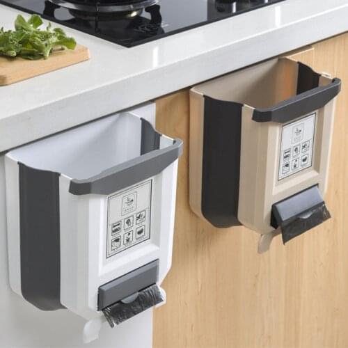 Home Trash Can Kitchen Hanging Foldable Accommodate Trash Bag Car Trash Basket Household Trash Cabinet Box