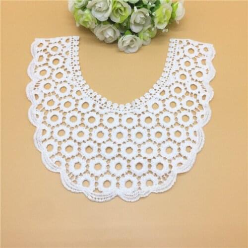 1pcs 20*22cm White Lace Collar Embroidered Neckline Trim Applique Embellishments Vintage Trims Wedding Dress Accessories #LH15