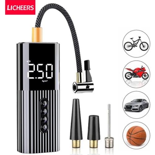 Licheers Mini Car Air Pump Compressor Digital Wired Car Tyre Inflatable Pump 60W 12V LED Flash Light For Car Motorcycle Bicycle