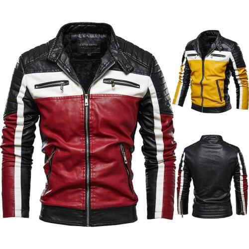 SHABIQI Men Casual Motorcycle Pilot Leather Jackets Coat Men Autumn Fashion Stand Collar Faux Leather Jacket Coats Men