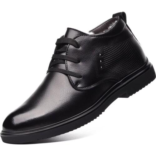 Men Ankle Boots Genuine Leather Winter Boots Shoes Men Natural Cow Leather Shoes Men Snow Boots Handmade Retro Warm