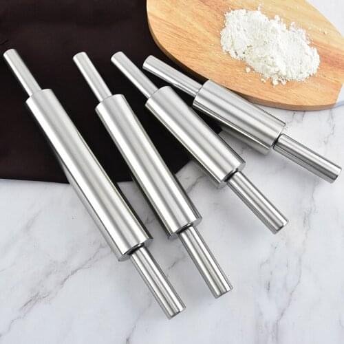 Stainless Steel Rolling Pin Flour Stick Baking Kitchen Tool Household Bake Cake Pastry Pizza Rolling Pin Hand Dough Roller Tools