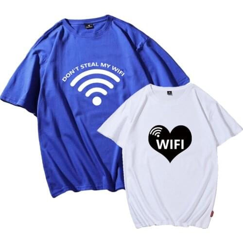 2020 New Fashion Summer Cotton T Shirt DON'T STEAL MY WIFI Printing Women Men T-shirt Funny Matching Lovers Top Casual Tee Shirt