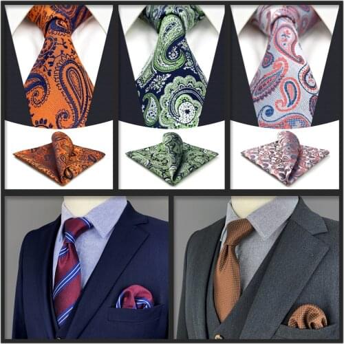New Green Necktie Pocket Square Set Classic Party Colorful Wedding Ties for Men Dots Classic Acceossories Gifts Paisley Silk
