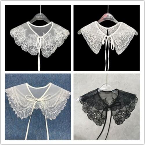 New Women Lace Fake Collar Blouse Cloud Shoulder Doll Collar Detachable Shirt Collar Blouse Top Women Clothes Accessories