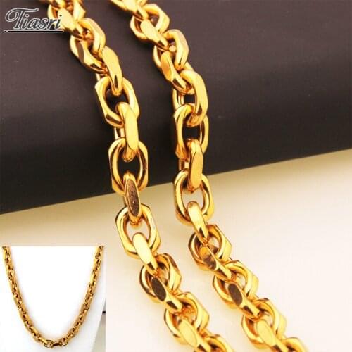 Tiasri Man Necklace on The Neck Gothic Jewelry Friends Gifts O Chain Gold Color Stainless Steel Choker Punk Hip-Hop Style 8mm