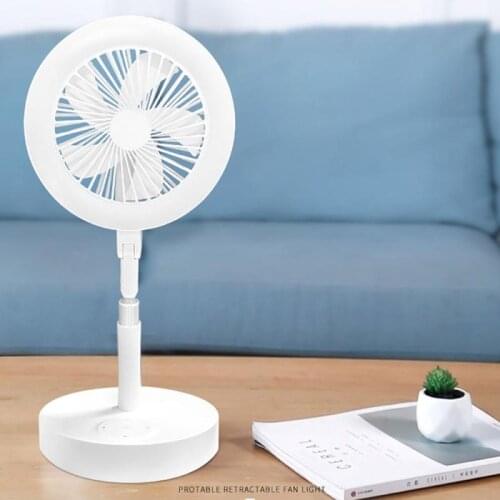 Portable Retractable USB Charging Fan with Ring Light 7200mAh Battery Timing Control Touch Control Panel Smart Fan