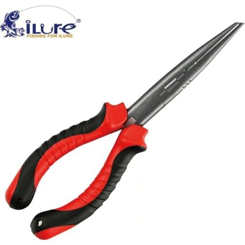 ILure Stainless Steel Fishing Pliers 7''/9'' 155g/235g Red Sea Fishing Scissors Braid swivel Snap Hook Fishing Tools