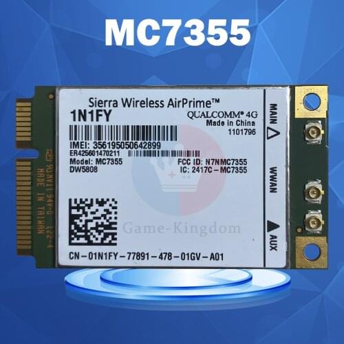Sierra Wireless Airprime MC7355 Mini PCIe LTE/HSPA+ GPS 100Mbps DW5808 1N1FY 4G Module 1xRTT EVDO Rev for Dell 1900/2100/850/700