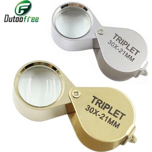 30X Folding Jewllery Loupe Portable Magnifying Glass Pocket Size Lovely Jewllery Magnifier Magnification Loupe Tool 30*21 mm