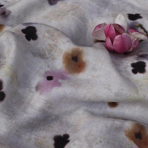 Natural Pure 100% ramie Linen cloth Printed fabric for dresses robe Summer thin tissu diy handmade Sewing DIY