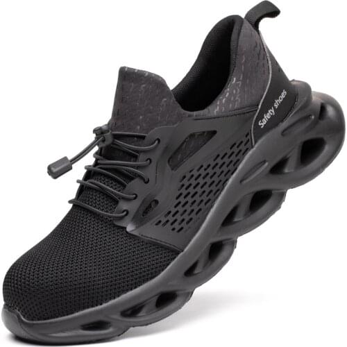 R-Win Safety Trainers Men Women Steel Toe Cap Black Grey Lightweight Work Shoes Anti-Insulation 6KV Protective Boots