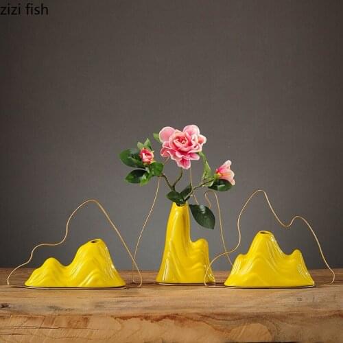 Iron Art Ceramics Rockery Tabletop Vase Ornaments Home Furnishings Flower Arrangement Fake Flower Decoration Hydroponic Vase