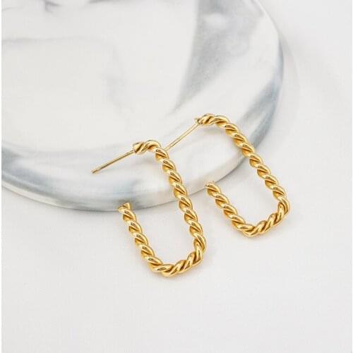 Women Stainless Steel Twisted Earrings Hyperbole Geometric Drop Earrings Wedding Jewelry Valentines Day Gifts