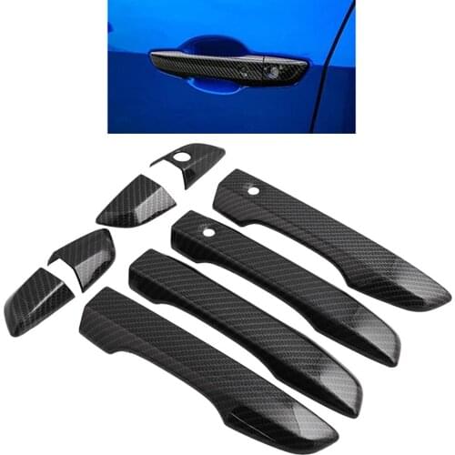 1 Set Car Outer Handle ABS Exterior Carbon Fiber Door Panel Pull Trim Cover For Honda Civic 2016-20 Keyless Hole Car Accessories
