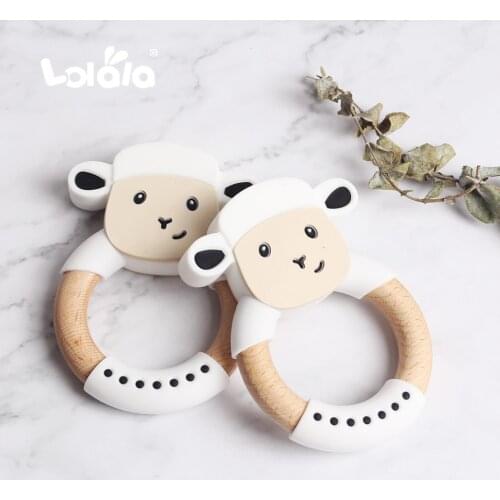 1PC Silicone Teether Cute Sheep Food Grade BPA Free For Baby Teething Chew Charms Silicone Teether Bead Toy Gift Christmas Gift