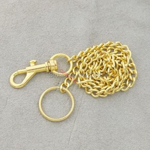 2 pcs /Lot 18" Steel Chain 1" keyring SNAP Hook TRIGGER for money clip cash Wallet Pocket Gold Color
