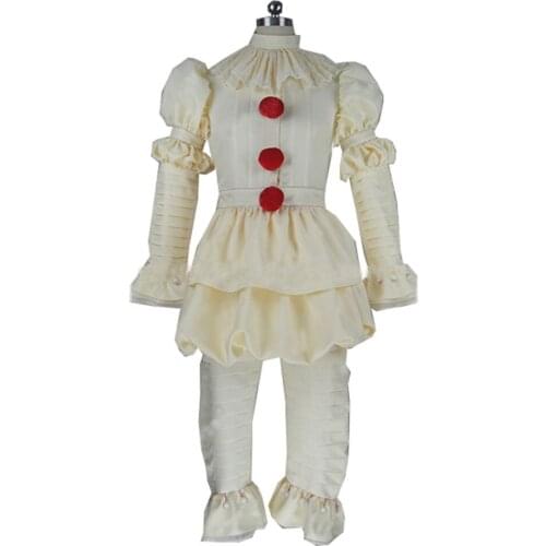 2017 Stephen Kings It Pennywise Cosplay Costume Adult Men Women Clown costume suit Custom made fancy Halloween Terror costume