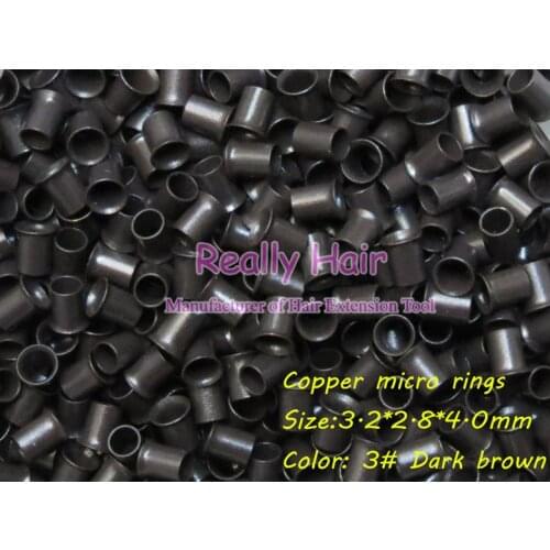 3.2*2.8*4.0mm 3#Dark brown 1000pcs copper flared ring easily locks/copper tube micro link/ring /bead for i tip hair extension
