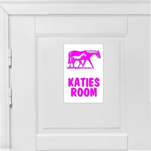 3 X Customized Bedroom Door Horse & Foal Premium Vinyl Stickers Sign With Name Other Text