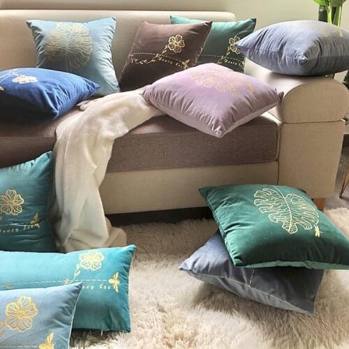 30x50/45x45CM solid color folied gold cushion cover gold tree/flower/leaf printed pillowcase chair sofa pillow cover