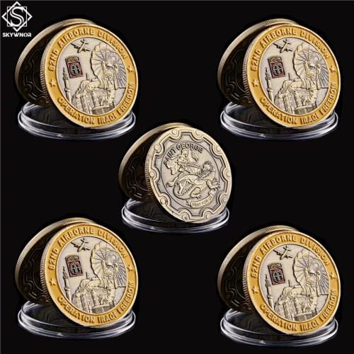 5PCS USA Iraqi Freedom 82nd Airborne Division 2003 Operation Saint George Bronze Challenge Military Coin Gifts